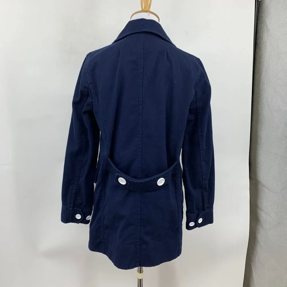 J Crew Peacoat Womens 4 Navy Double Breasted Heavyweight Cotton Twill Jacket